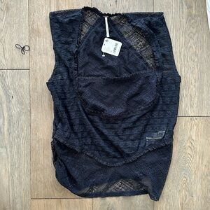 Free People - Black Lace Sleeveless Shirt